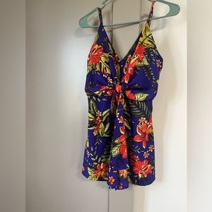 Floral romper with tie front